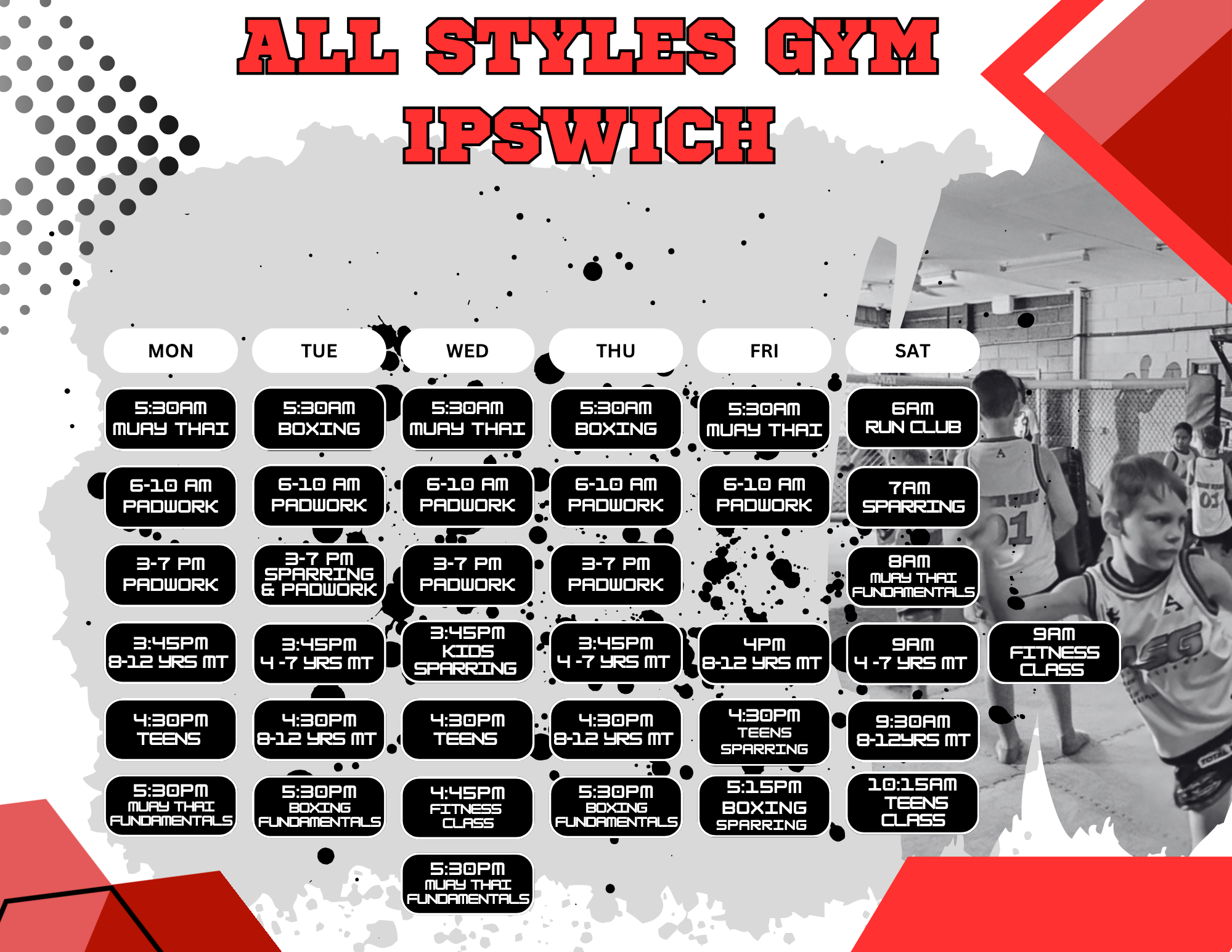 All Styles Gym Bundamba class timetable